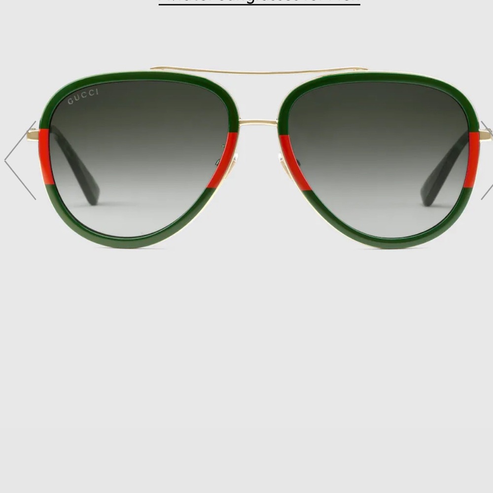 Gucci Green and Red Aviator Sunglasses
